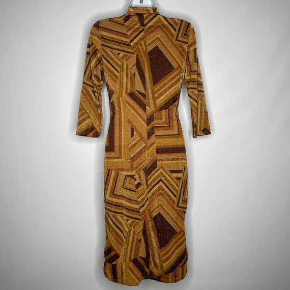 Vintage 90s Does 70s Disco daModa Geometric Brown… - image 5