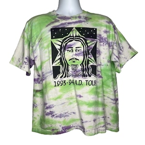 Vintage jaren 90 Jesus Christ Superstar Tour groen paars tie-dye T-shirt maat XL