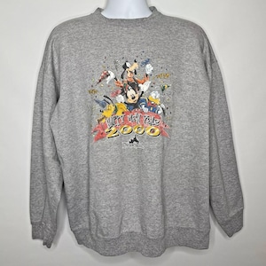 Vintage Y2K Heather Gray Disneyland New Year 2000 Crew Neck Sweatshirt Size L/XL