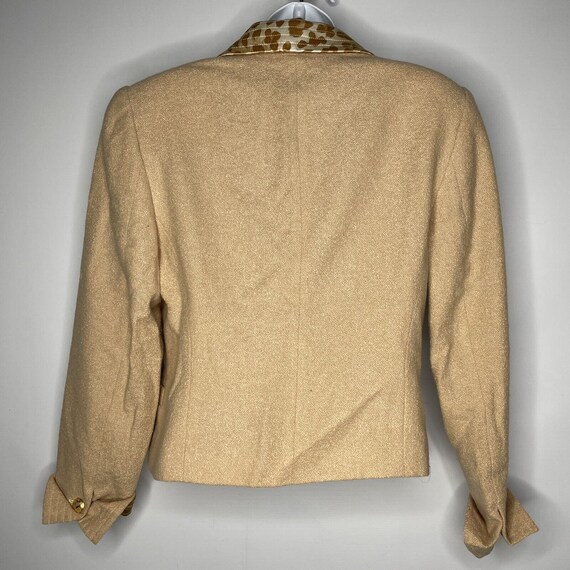 Vintage 80s Escada Beige Wool Angora Leopard Silk… - image 5