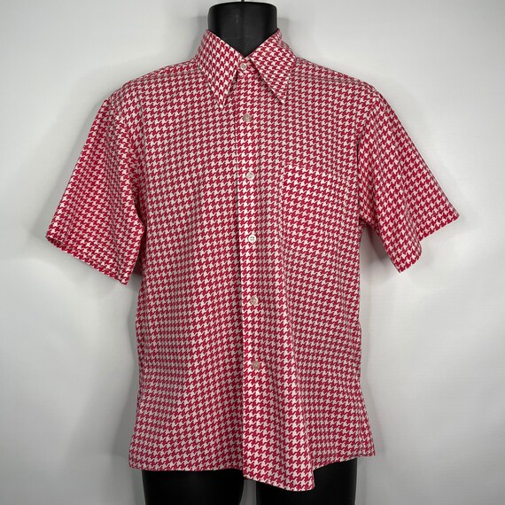 Vintage 60s Stratton Red White Houndstooth Short … - image 1