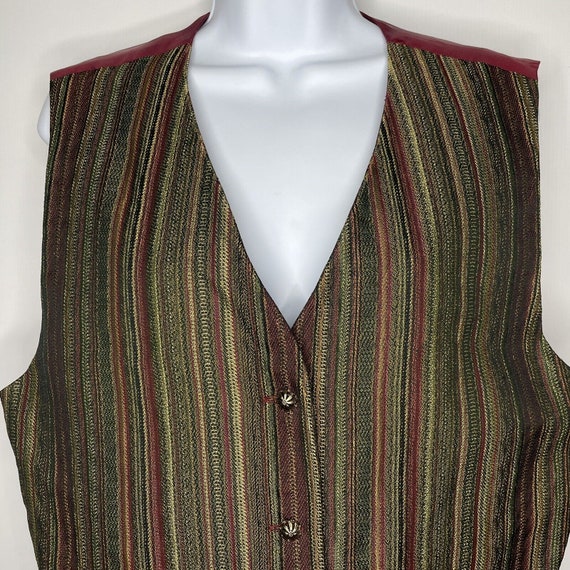 Vintage 90s Liz Claiborne Burgundy Striped Tapest… - image 2