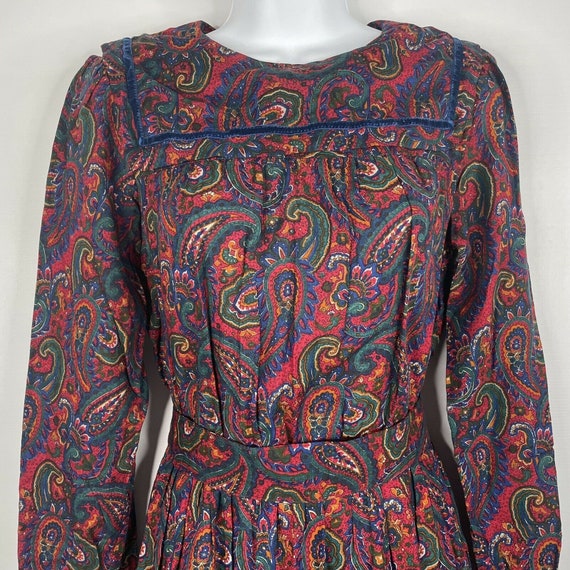 Vintage 80s Lanz Originals Red Blue Paisley Squar… - image 2