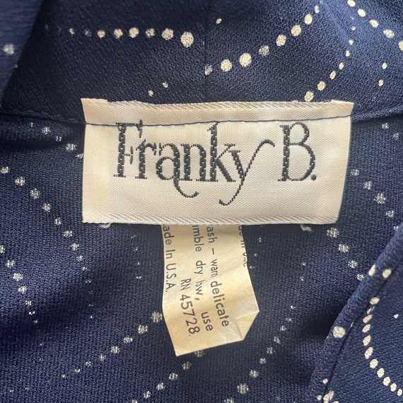 Vintage 70s Franky B Navy Blue White Abstract Geo… - image 8