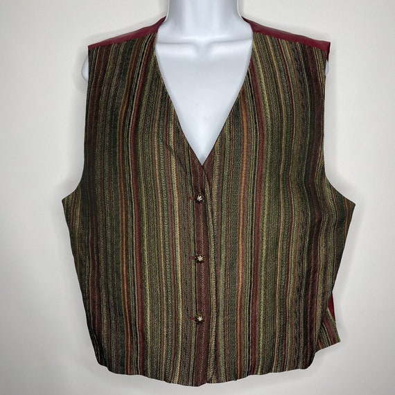 Vintage 90s Liz Claiborne Burgundy Striped Tapest… - image 1