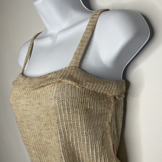 RARE Vintage 70s Dittos Speckled Beige Knit Camis… - image 6