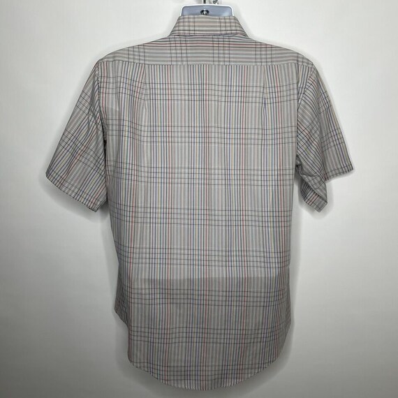 Vintage 70s Centura Gray Rainbow Plaid Button Up … - image 5