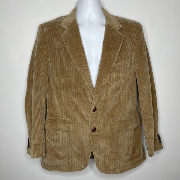 Vintage des années 80 Jordache Camel Beige velours côtelé Blazer veste coudières taille 40S