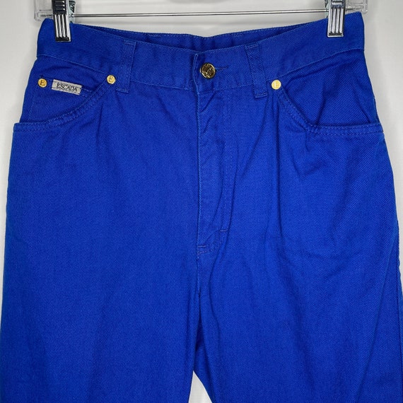 Vintage 80s Escada Royal Blue Denim High Waisted … - image 2