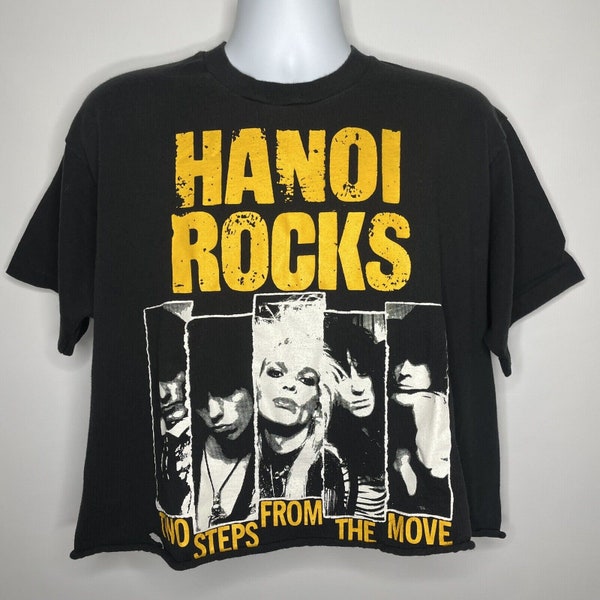 Vintage 90s Hanoi Rocks Two Steps From The Move Cut Off Black T-shirt Size XL
