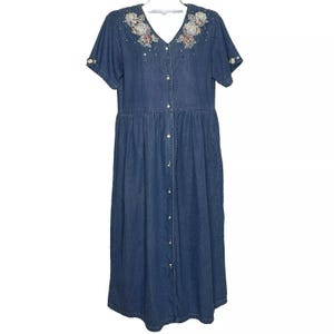 vintage denim teacher dress 90s Teacher Outfits Denim Dress