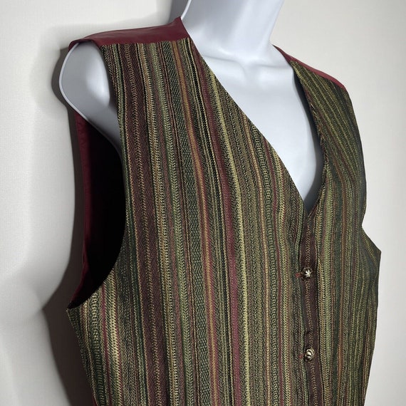 Vintage 90s Liz Claiborne Burgundy Striped Tapest… - image 4