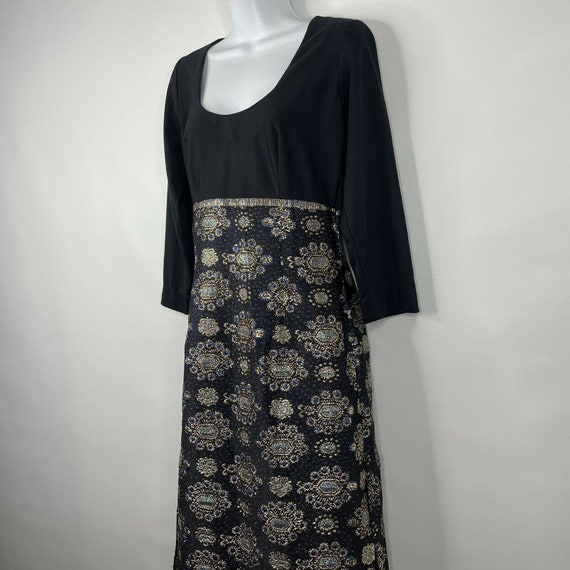 Vintage 70s Black Gold Iridescent Blue Lurex Empi… - image 7