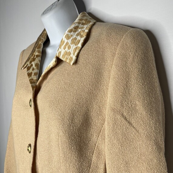 Vintage 80s Escada Beige Wool Angora Leopard Silk… - image 7