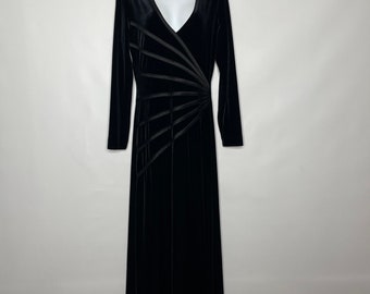 Vintage 90s Jessica Howard Black Velvet Ribbon Gown - Size 8