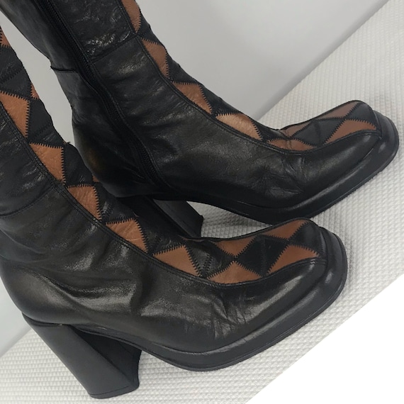 Vintage 90s Does 60s El Dantes Black Camel Leather