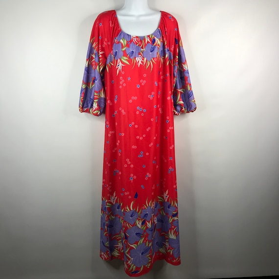 Vintage 70s Sears At Home Wear Orange Red Purple F