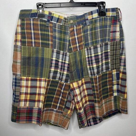 Vintage 90s Polo Ralph Lauren Cotton Madras Plaid Patchwork Shorts Size 36 Etsy