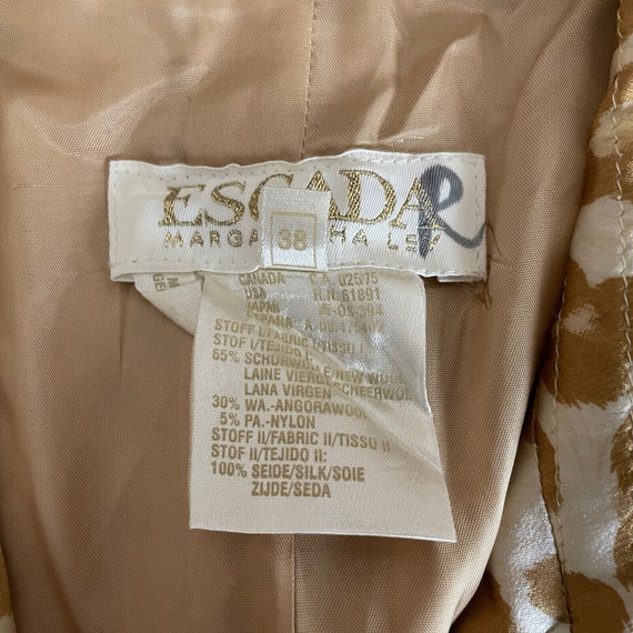 Vintage 80s Escada Beige Wool Angora Leopard Silk… - image 8