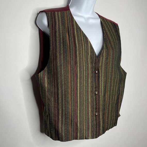 Vintage 90s Liz Claiborne Burgundy Striped Tapest… - image 3