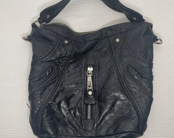 Vintage Y2K L.A.M.B. Gwen Stefani Textured Black Leather Handbag Purse