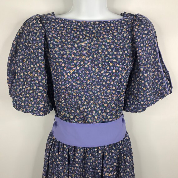 Vintage 80s Roberta California Blue Lavender Ditsy