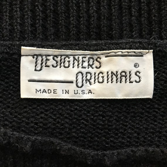 Vintage 80s Designers Originals Black Knit Silver… - image 8