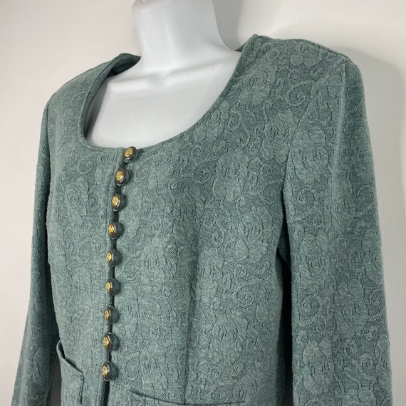 Vintage 80s La Belle Light Sage Green Floral Knit… - image 7