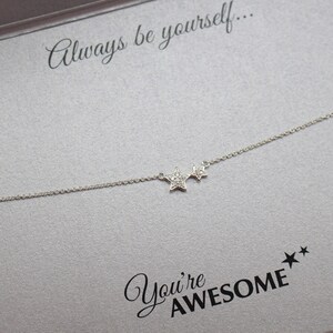 Sterling Silver Star Necklace Pendant with Personalised Happy Birthday Card, Gift Wrapped ready for Gifting. image 2