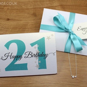 21st Birthday Star Necklace Pendant with Personalised Card image 1