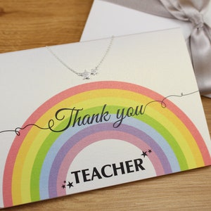 Cadeau de remerciement pour professeur Collier étoile en argent sterling 925 et carte de remerciement personnalisée pour professeur