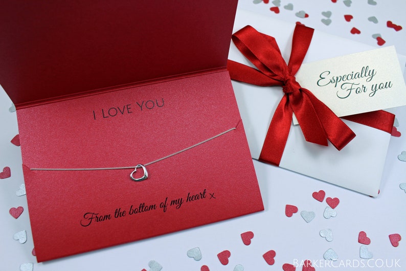 Heart Necklace Pendant with Personalised /'For the One I love/' Gift Card
