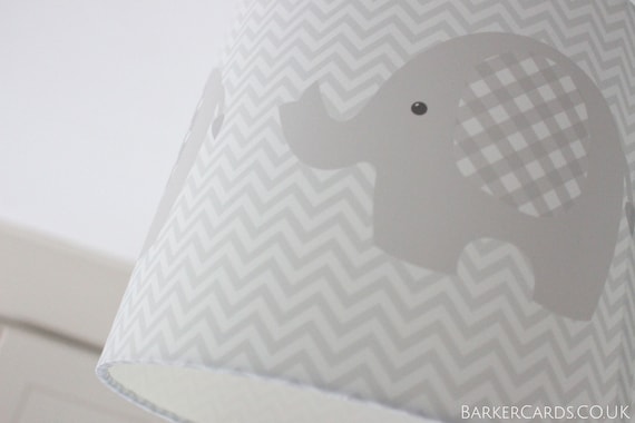 Unisex Nursery Lampshade Elephant Lamp Shade Neutral Nursery Light