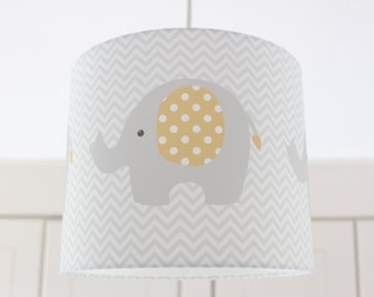 Unisex Nursery Lampshade | Elephant Lamp Shade | Neutral Nursery Light Shade | Yellow & Grey Nursery Decor | Baby Girl or Boy Nursery Lamp