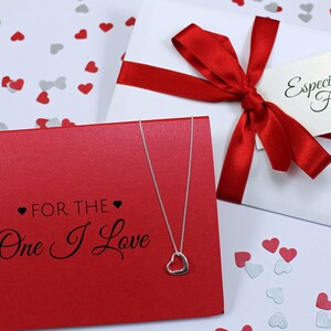 Set regalo con biglietto d'amore e collana con ciondolo a forma di cuore, argento sterling, regali personalizzati di ti amo, fidanzata, moglie