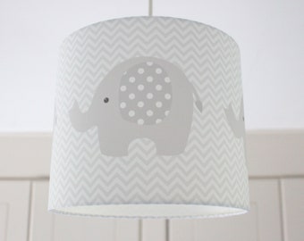 Unisex Nursery Lampshade | Elephant Lamp Shade | Neutral Nursery Light Shade | Grey Elephant Nursery Decor | Baby Girl or Boy Nursery Lamp