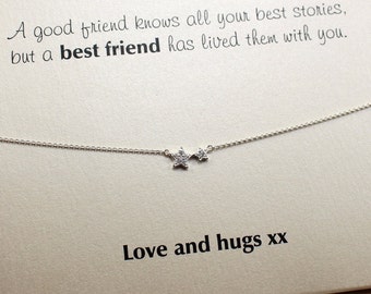 Best Friend Necklace with Personalised Jewellery Card 925 Sterling Silver CZ Star Jewelry