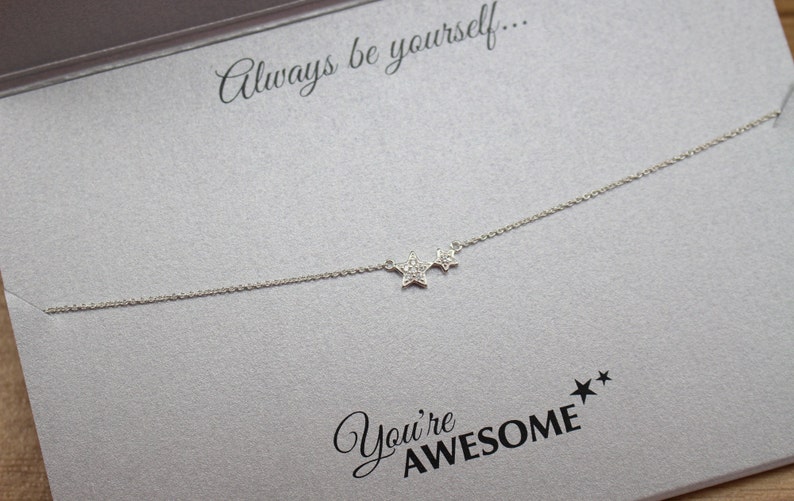 Sterling Silver Star Necklace Pendant with Personalised Happy Birthday Card, Gift Wrapped ready for Gifting. image 2