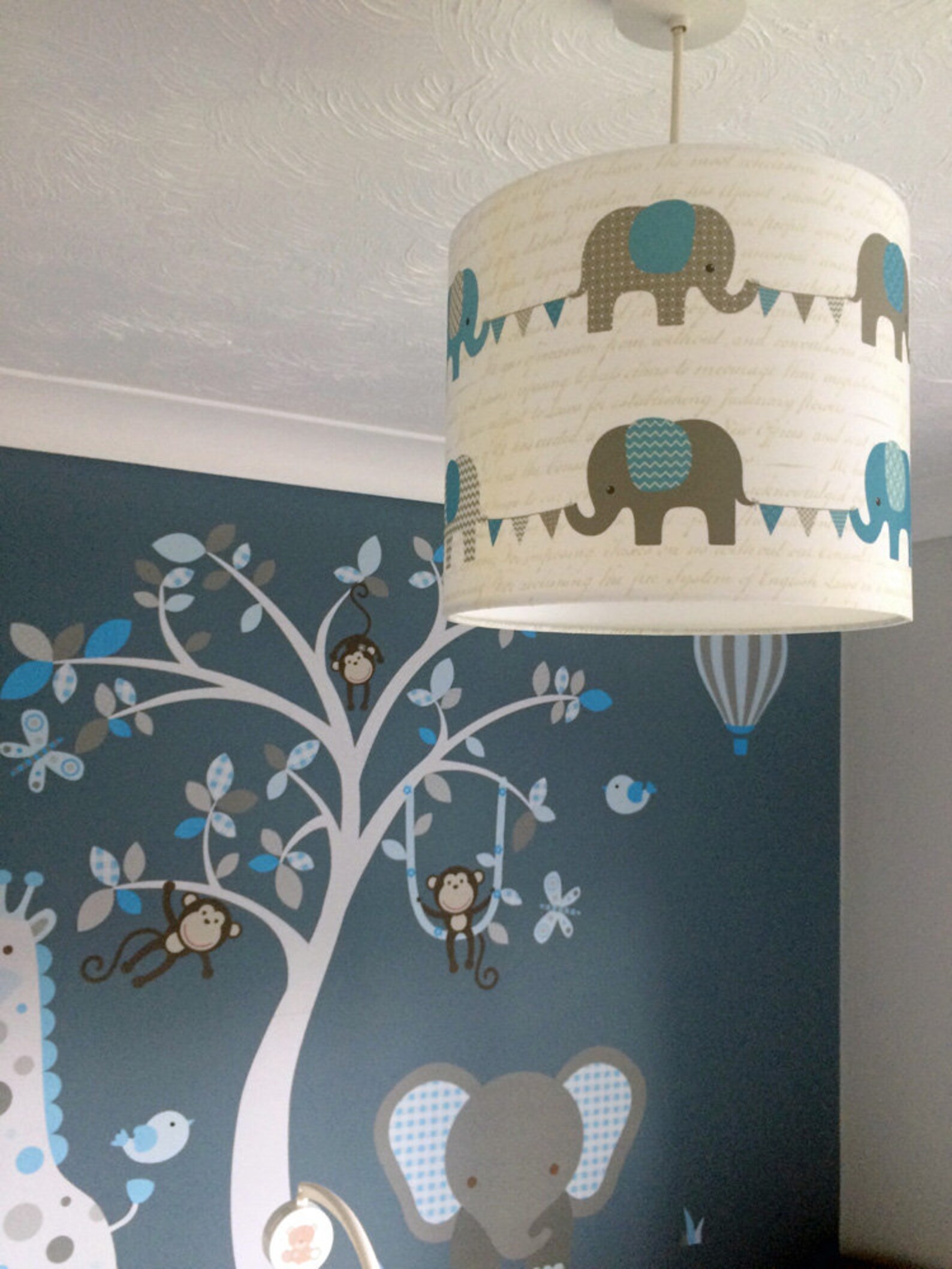 Nursery Light Shade Teal / Vintage Blue Nursery Decoration Etsy