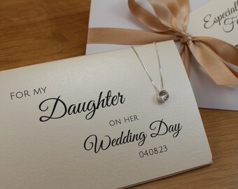 Wedding Gift for Daughter 925 Sterling Silver Necklace Wedding Gift for Bride, with Personalised Card