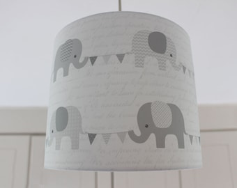 Nursery Lampshade Grey Elephants | Nursery Decoration | Nursery Ideas| Boys Nursery | Nursery Decor | Elephant Nursery  | Neutral Nursery