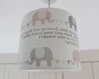 Nursery Lampshade Pink Elephants | Pink Nursery Decor | Baby Girl Nursery Ideas | Elephant Nursery