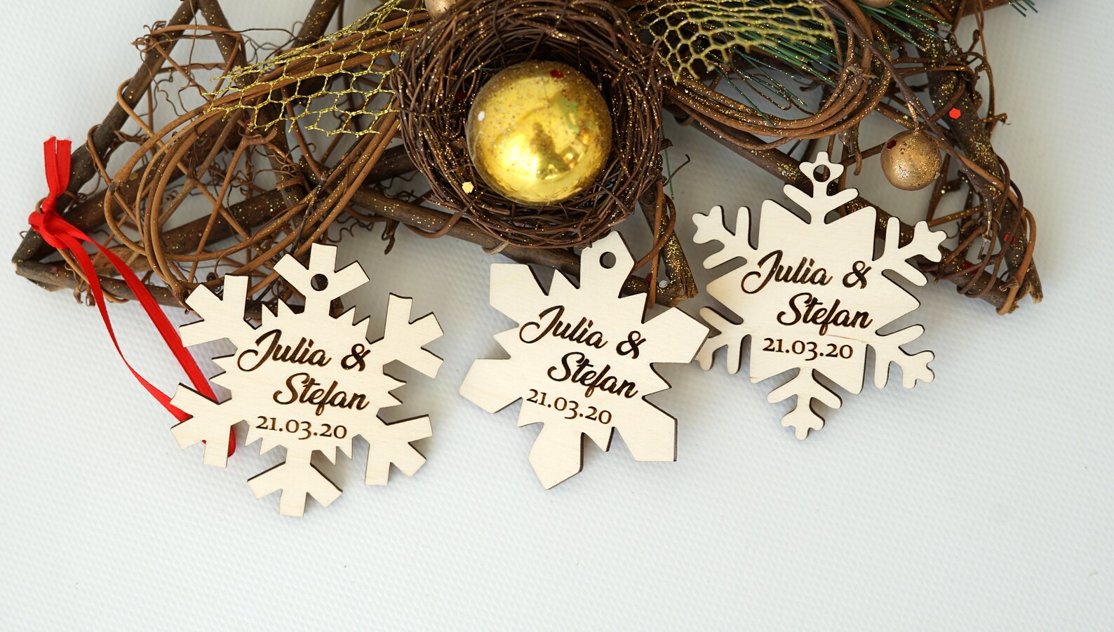 Winter Wedding Favors for Guests Thick Wood Snowflake