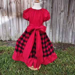 Girls Christmas plaid dress, Christmas red black dress, Christmas twirl dress, holiday dress, Christmas outfit, flannel dress, Santa outfit image 4
