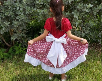 Christmas Peppermint twirl dress for girls, Red White Holiday twirl dress with big bow, Peppermint dress for little girls, PRIORITY SHIPPING