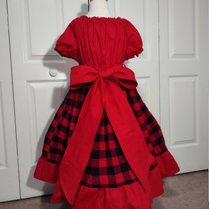 Girls Christmas plaid dress, Christmas red black dress, Christmas twirl dress, holiday dress, Christmas outfit, flannel dress, Santa outfit image 9