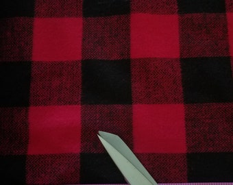 Christmas Red Black Buffalo Check, Flannel Shirting Fabric Red and Black Check fabric sold by the yard