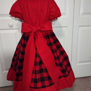 Girls Christmas plaid dress, Christmas red black dress, Christmas twirl dress, holiday dress, Christmas outfit, flannel dress, Santa outfit image 8