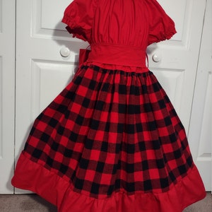 Girls Christmas plaid dress, Christmas red black dress, Christmas twirl dress, holiday dress, Christmas outfit, flannel dress, Santa outfit image 7