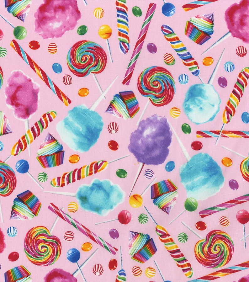 Candyland Cotton Fabric Rainbow Candy Mixed Novelty Fabric Etsy